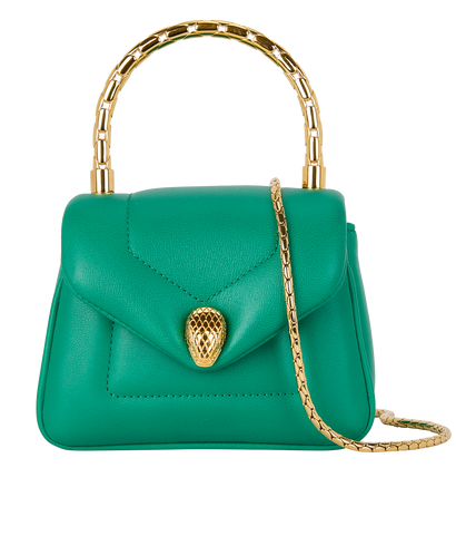 Mini Serpenti, £750, Handbags, Green, Leather, Front view
